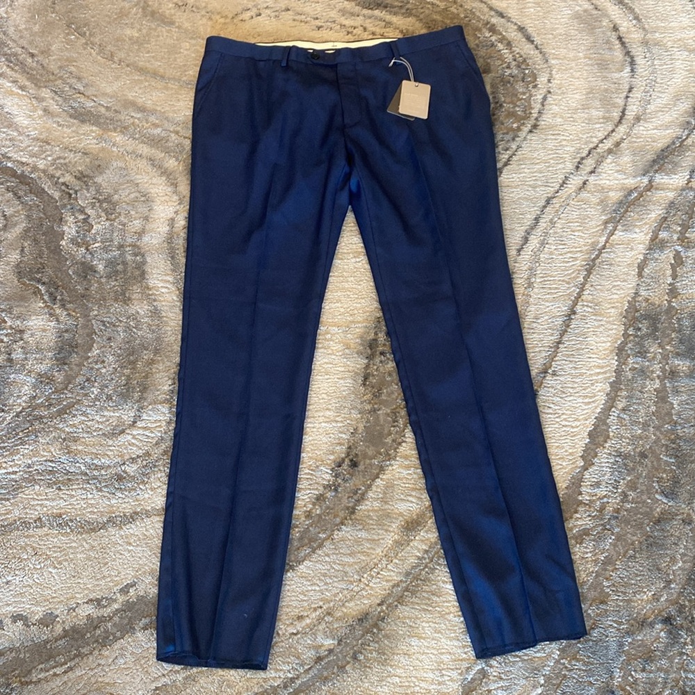 Dan John Men's Navy Blue textured trouser suit Pants size 40 NWT